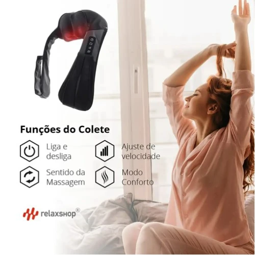 Colete De Massagem Shiatsu Com Luz Aquecimento Suave Bivolt