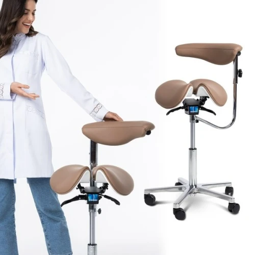 Cadeira Mocho Ergonômico Exclusiva 360° Graus Com Apoio e Suporte Nude